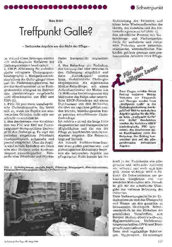 Vorschauseite 1: Treffpunkt Galle? Technische Aspekte aus der Sicht der Pflege