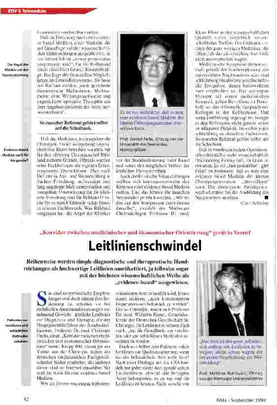 Vorschauseite 3: Intellektuelle Schweinereien Evidence-based Medizin kontra ärztliche Therapiefreiheit?