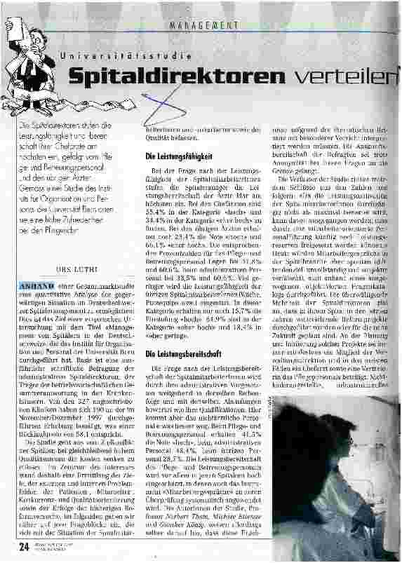 Vorschauseite 1: Spitaldirektoren verteilen Noten