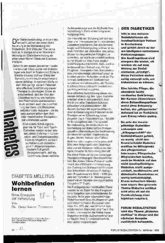 Vorschauseite 1: Wohlbefinden lernen - Diabetes Mellitus Neue Strategien der Behandlung