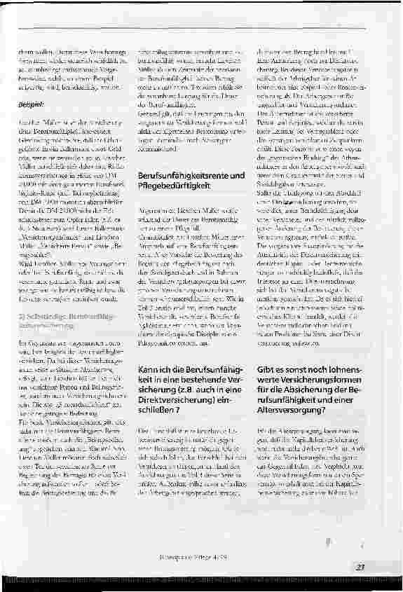 Vorschauseite 2: Risiken in der Pflege und die Eingrenzungsmöglichkeiten mit Hilfe der privaten Versicherungswirtschaft