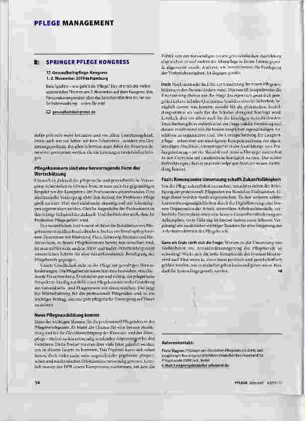 Vorschauseite 4: Gesellschaft und Pflege:Vom Wert der professionell Pflegenden