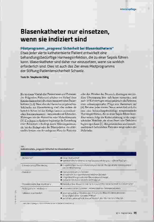 Vorschauseite 2: Blasenkatheter nur einsetzen, wenn sie indiziert sind