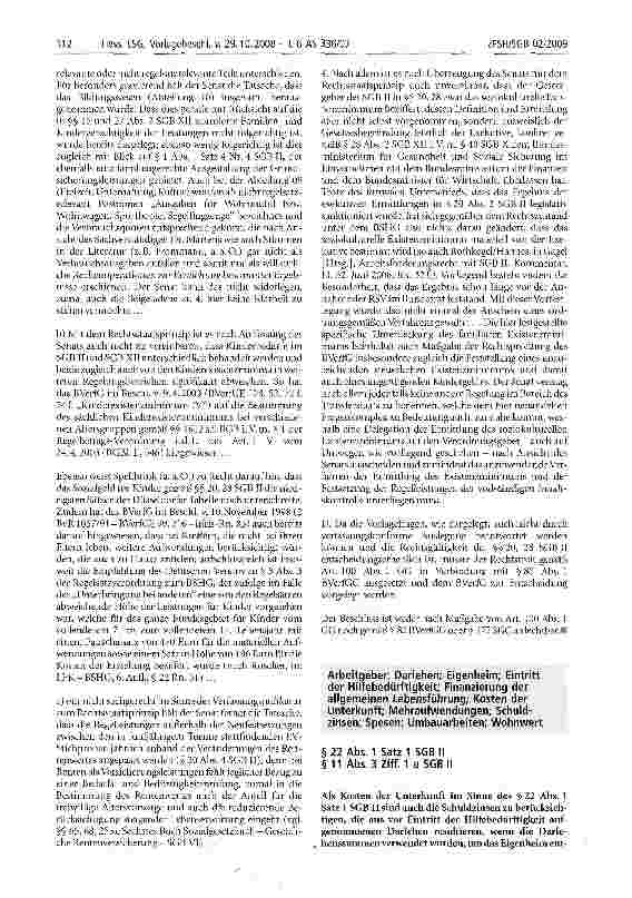 Vorschauseite 1: Arbeitgeber; Darlehen; Eigenheim; Eintritt der Hilfebedürftigkeit; Finanzierung der allgemeinen Lebensführung; Kosten der Unterkunft; Mehraufwendungen; Schuldzinsen; Spesen; Umbau…