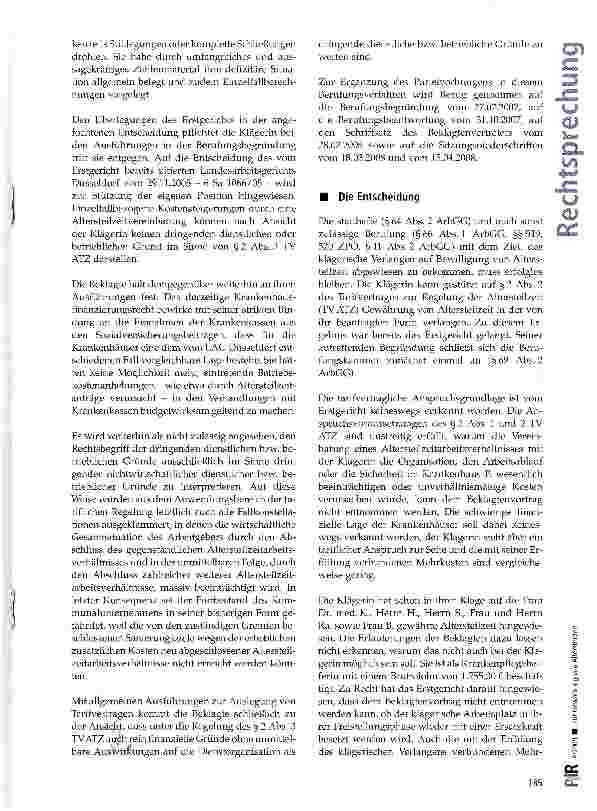 Vorschauseite 3: Zur Gewährung von Altersteilzeit