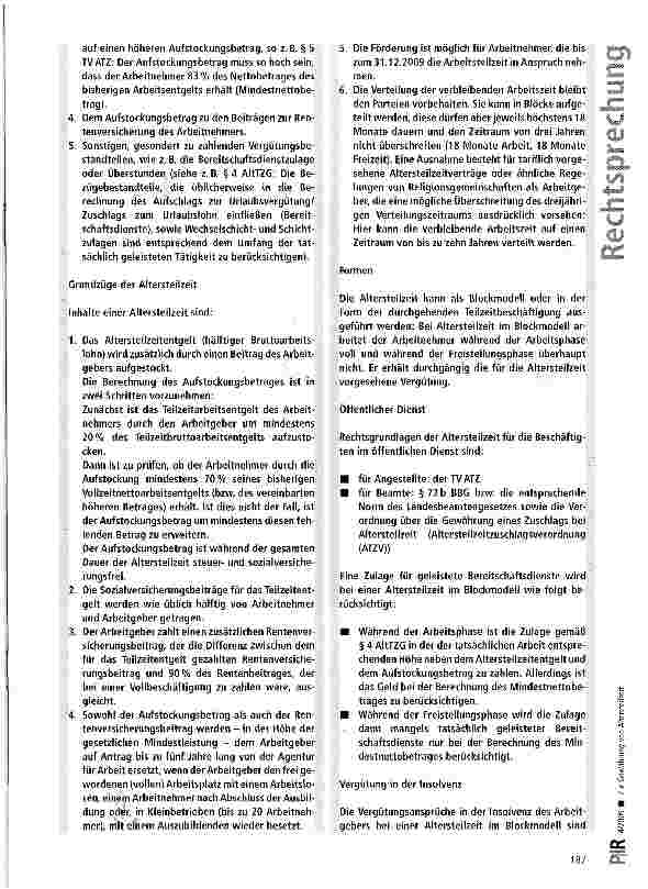 Vorschauseite 5: Zur Gewährung von Altersteilzeit
