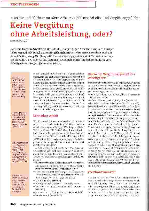 Vorschauseite 1: Keine Vergütung ohne Arbeitsleistung, oder?
