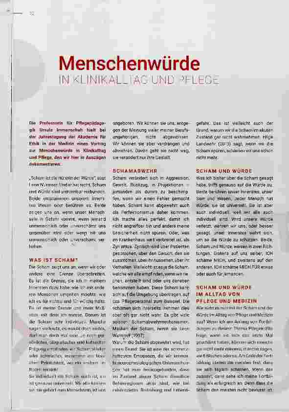 Vorschauseite 1: Menschenwürde KLINIKALLTAG UND PFLEGE