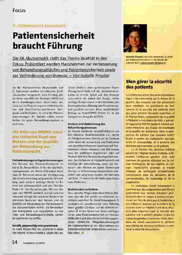 Vorschauseite 1: Patientensicherheit braucht Führung