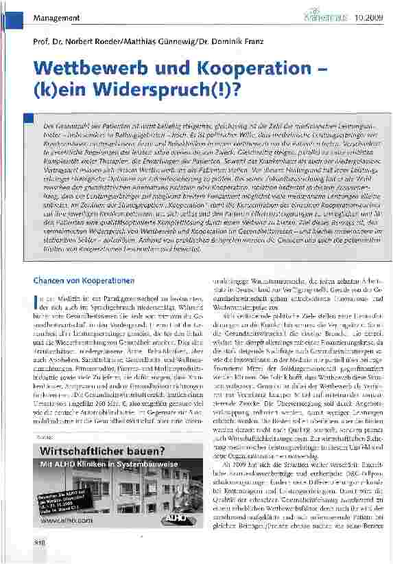 Vorschauseite 1: Wettbewerb und Kooperation (k)ein Widerspruch(! )?