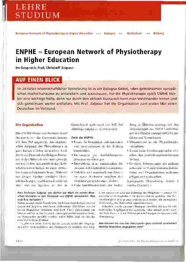 Vorschauseite 1: ENPHE - European Network of Physiotherapy in Higher Education