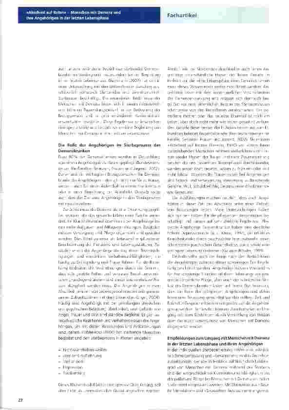 Vorschauseite 2: «Abschied auf Raten» - Menschen mit Demenz und ihre Angehörigen in der letzten Lebensphase