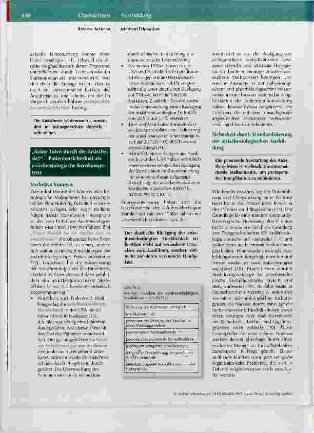 Vorschauseite 3: Morbidität und Sterblichkeit in der Anästhesiologie