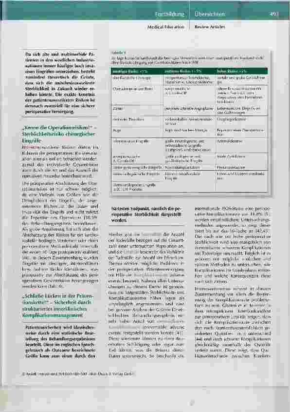 Vorschauseite 5: Morbidität und Sterblichkeit in der Anästhesiologie
