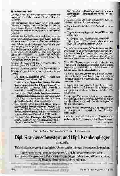 Vorschauseite 4: Delegiertenkonferenz 1989 des Österreichischen Pflegeverbandes