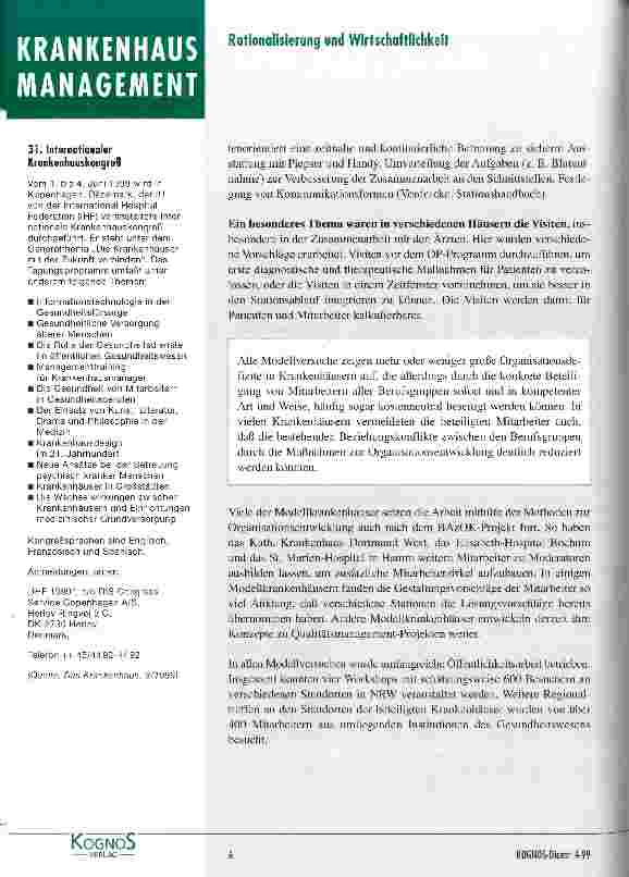 Vorschauseite 4: Ein weiter Weg zum patientenorientierten Krankenhaus Zwischenergebnis auf dem Projekt BAzOK
