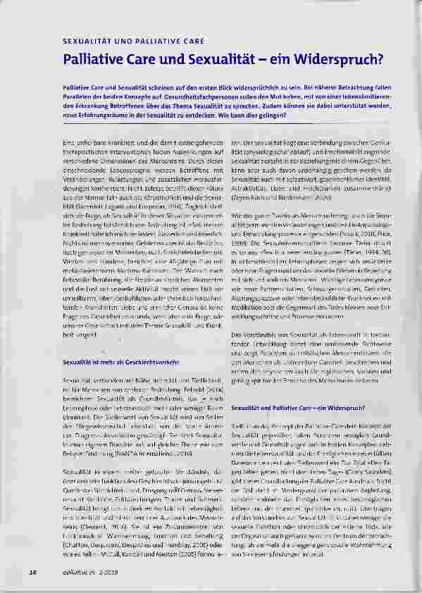Vorschauseite 1: SEXUALITÄT UND PALLIATIVE CARE Palliative Care und Sexualität ein Widerspruch?