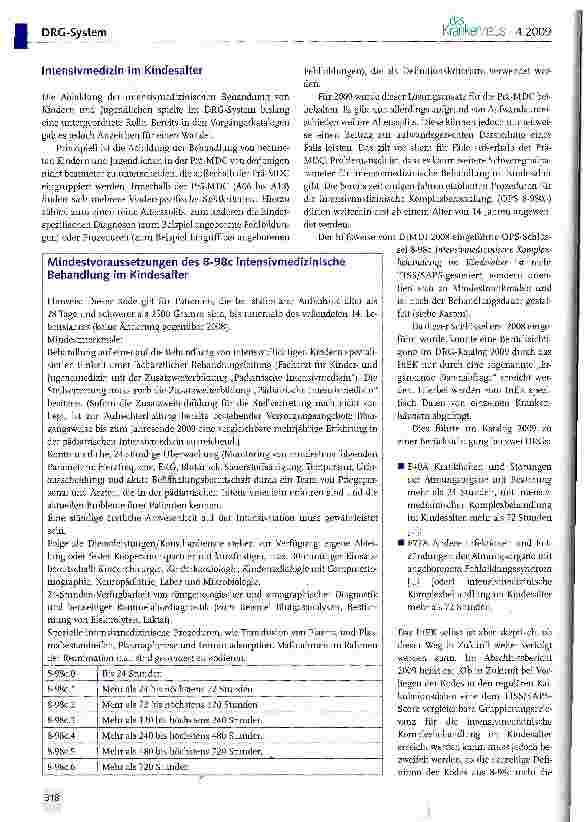 Vorschauseite 2: Intensivmedizin im DRG-System 2009 - Ein Überblick