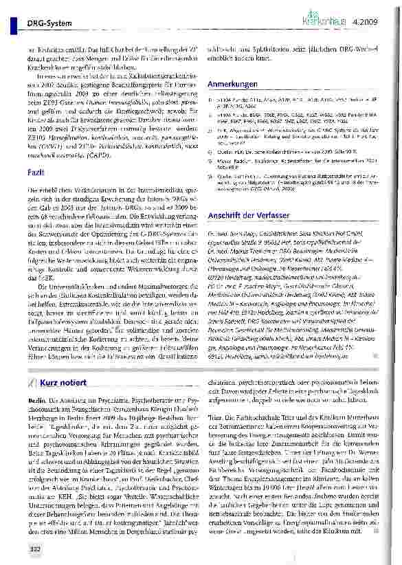 Vorschauseite 6: Intensivmedizin im DRG-System 2009 - Ein Überblick