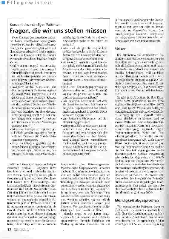 Vorschauseite 3: Der mündige Patient in der Pflegeein Widerspruch in sich selbst