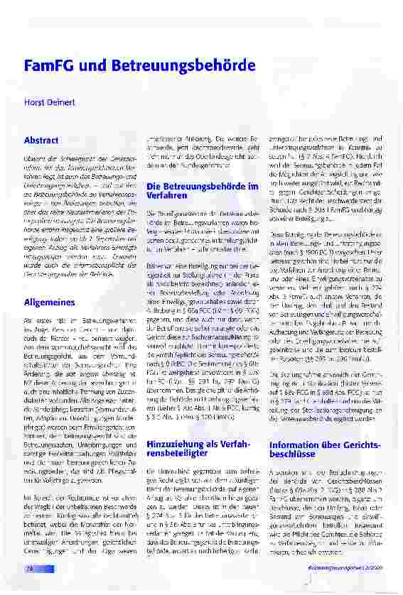 Vorschauseite 1: FamFG und Betreuungsbehörde