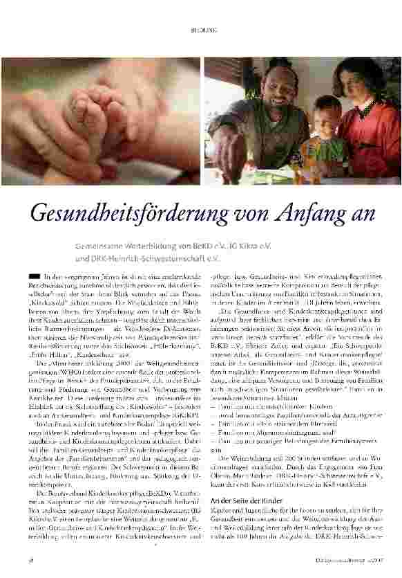 Vorschauseite 1: Gesundheitsförderung von Anfang an