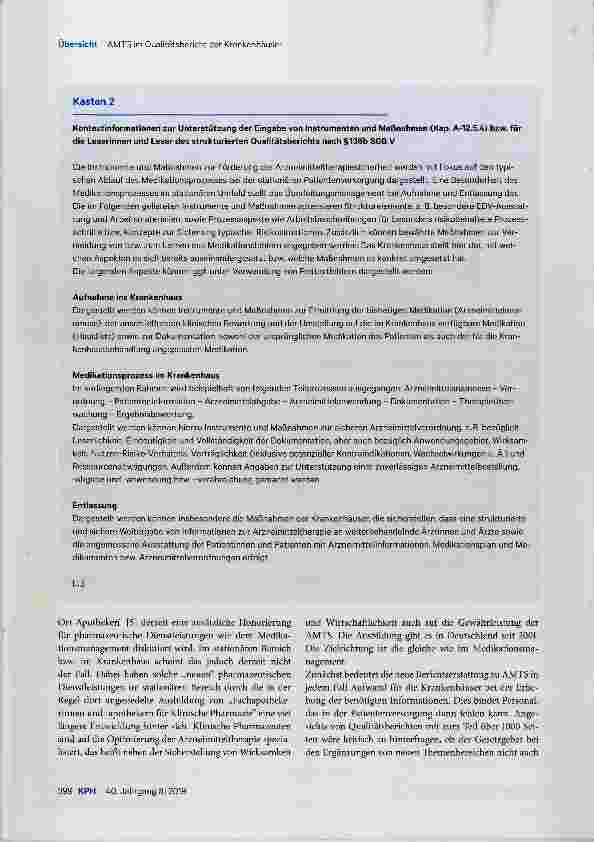 Vorschauseite 5: Krankenhäuser berichten zukünftig im Qualitätsbericht über AMTS