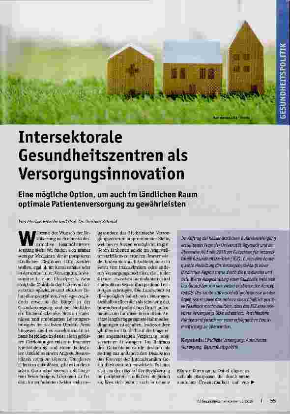 Vorschauseite 1: Intersektorale Gesundheitszentren als Versorgungsinnovation