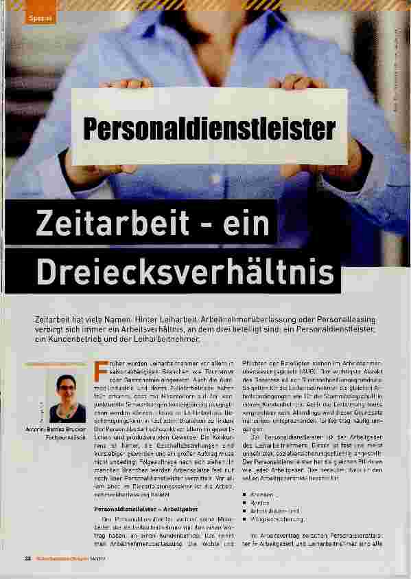 Vorschauseite 1: Personaldiensileister Zeitarbeit - ein Dreiecksverhältnis