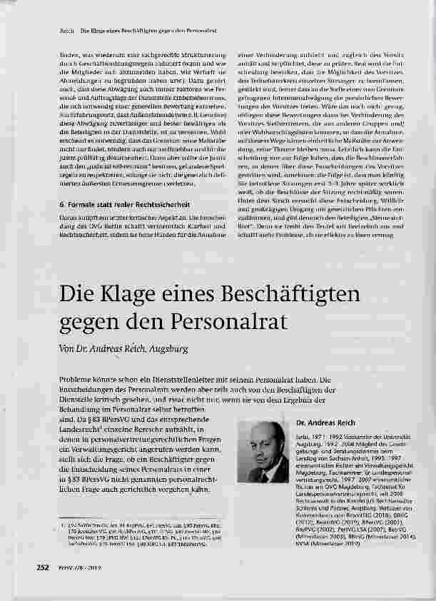 Vorschauseite 1: Die Klage eines Beschäftigten gegen den Personalrat