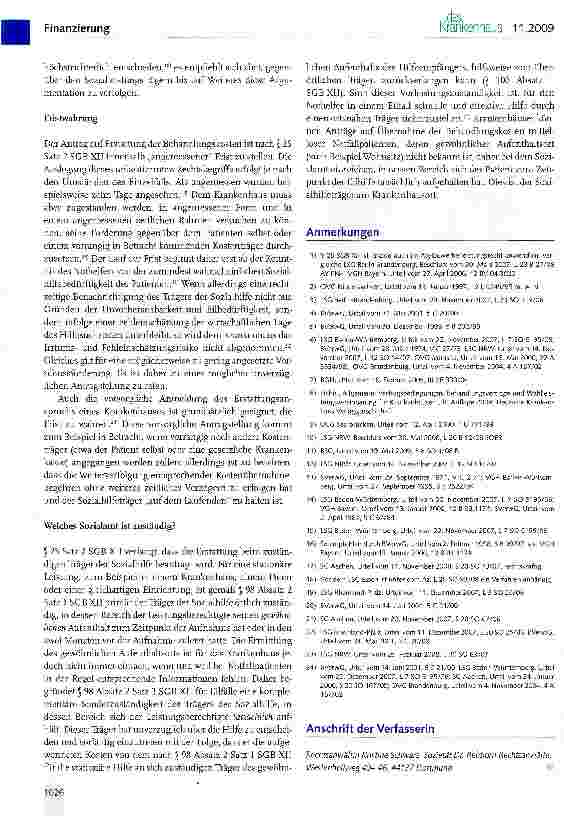 Vorschauseite 4: Erstattung von Behandlungskosten nach der Eilfallregelung des § 25 SGB XII