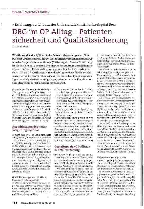 Vorschauseite 1: DRG im OP-Alltag - Patientensicherheit und Qualitätssicherung