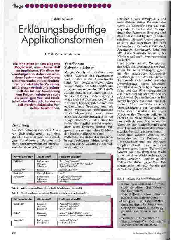 Vorschauseite 1: Erklärungsbedürftige Applikationsformen 3. Teil: Pulverinhalatoren