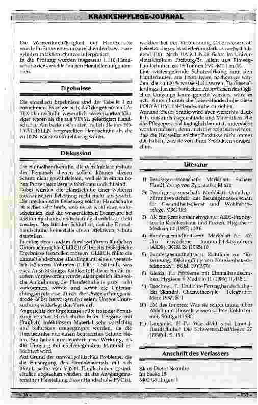 Vorschauseite 3: Bietet die Benutzung von Einmalhandschuhen einen ausreichenden Schutz gegen Krankheitserreger? Ergebnisse einer Untersuchung