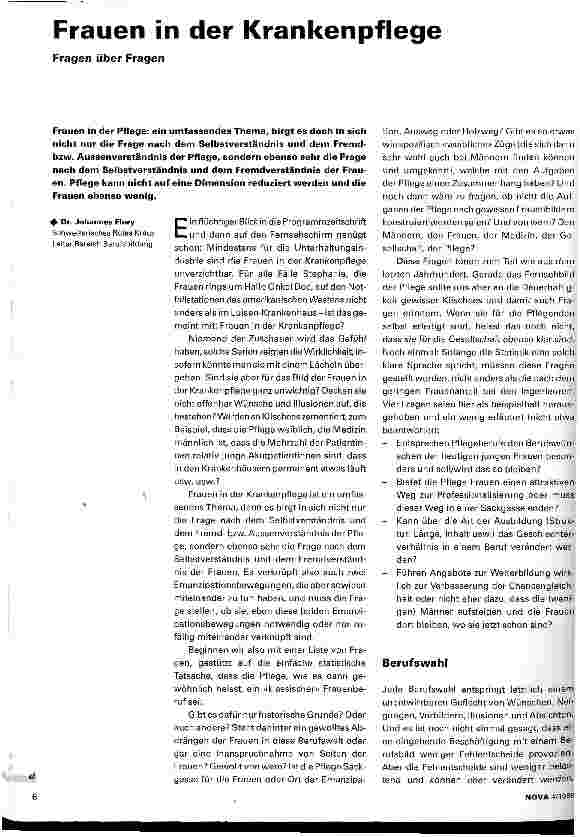 Vorschauseite 1: Frauen in der Krankenpflege Fragen über Fragn