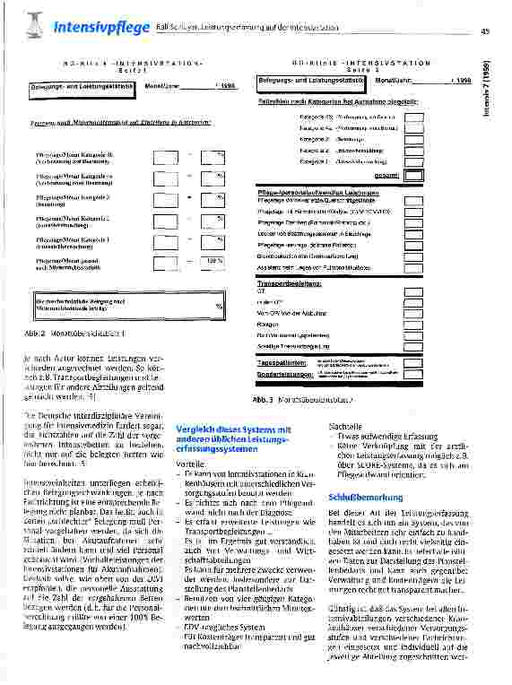 Vorschauseite 4: Leistungserfassung auf der Intensivstation mit Verknüpfung zur Personalbedarfsrechnung