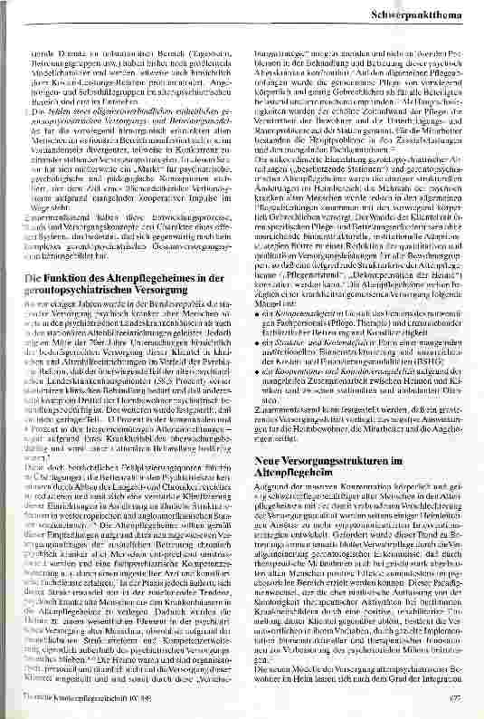 Vorschauseite 2: Psychiatrie im Altenpflegeheim Probleme einer krankheitsangemessenen Versorgung