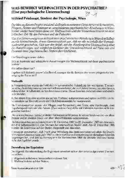 Vorschauseite 1: Was bewirkt Weihnachten in der Psychiatrie? (Eine psychologische Untersuchung)