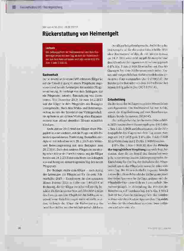 Vorschauseite 1: Rückerstattung von Heimentgelt