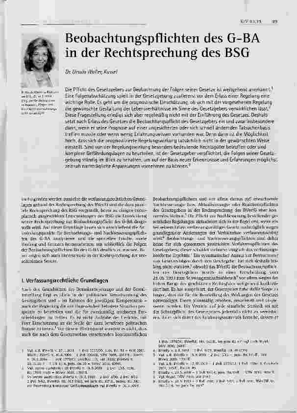 Vorschauseite 1: Beobachtungspflichten des G-BA in der Rechtsprechung des BSG