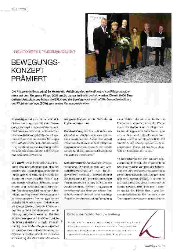 Vorschauseite 1: BEWEGUNGSKONZEPT PRÄMIERT