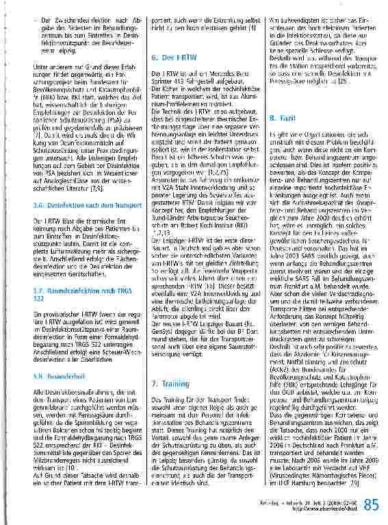 Vorschauseite 4: Der Sonderisoliertransport von gemeingefährlichen Infektionserkrankungen und die Zusammenarbeit mit den Kompetenz-und Behandlungszentren