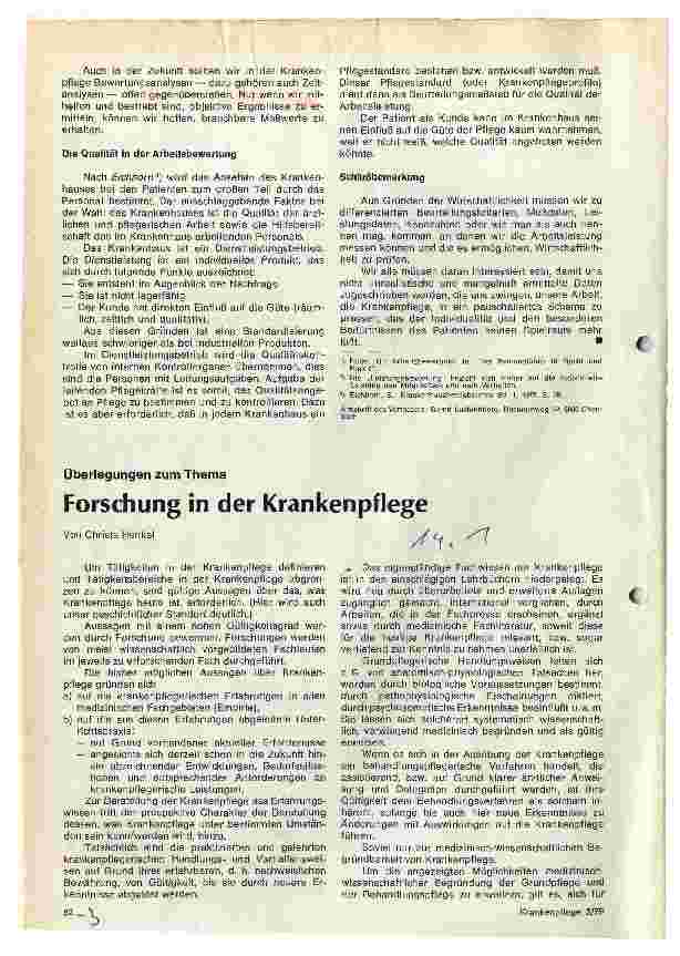 Vorschauseite 1: Forschung in der Krankenpflege