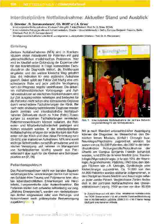 Vorschauseite 1: Interdisziplinäre Notfallaufnahme; Aktueller Stand und Ausblick