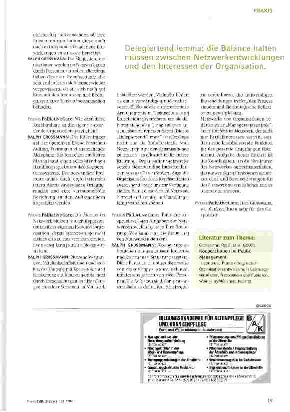 Vorschauseite 3: Interview mit Ralph Grossmann zu den Themen „Delegiertendilemma, mehrfache Loyalitäten und die Steuerung von Netzwerken