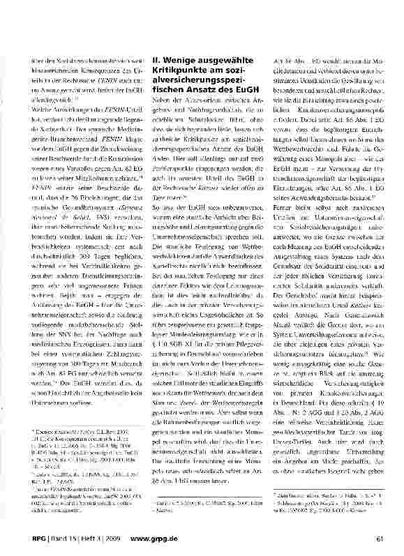 Vorschauseite 4: Das Europäische Wettbewerbsrecht -Fluch oder Segen für das deutsche Gesundheitssystem?