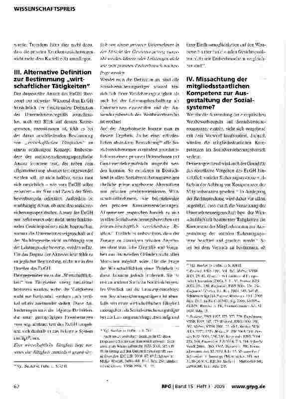 Vorschauseite 5: Das Europäische Wettbewerbsrecht -Fluch oder Segen für das deutsche Gesundheitssystem?
