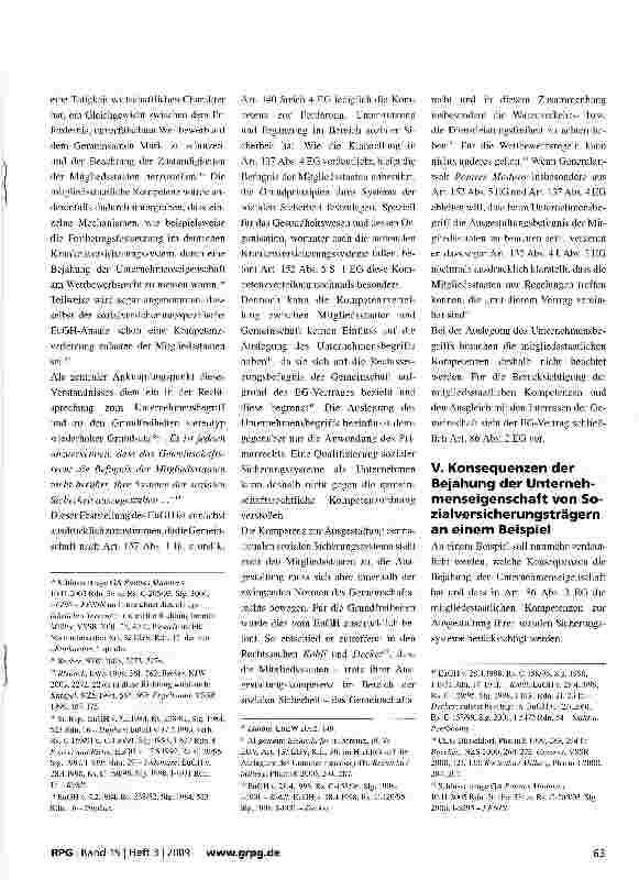 Vorschauseite 6: Das Europäische Wettbewerbsrecht -Fluch oder Segen für das deutsche Gesundheitssystem?