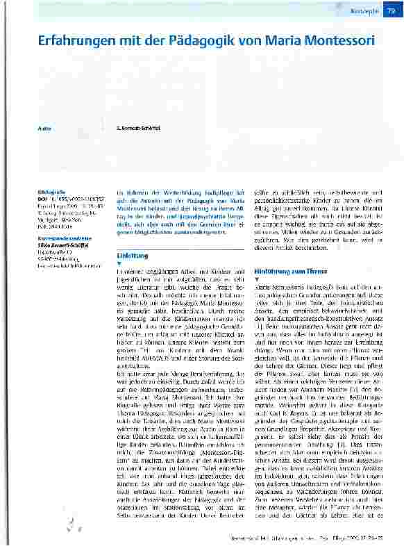 Vorschauseite 1: Erfahrungen mit der Pädagogik von Maria Montessori
