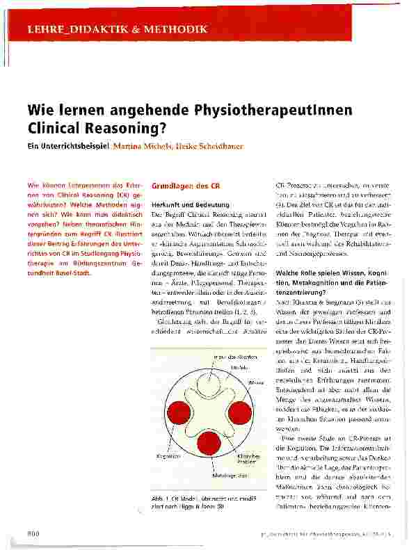 Vorschauseite 1: Wie lernen angehende Physiotherapeutlnnen Clinical Reasoning?